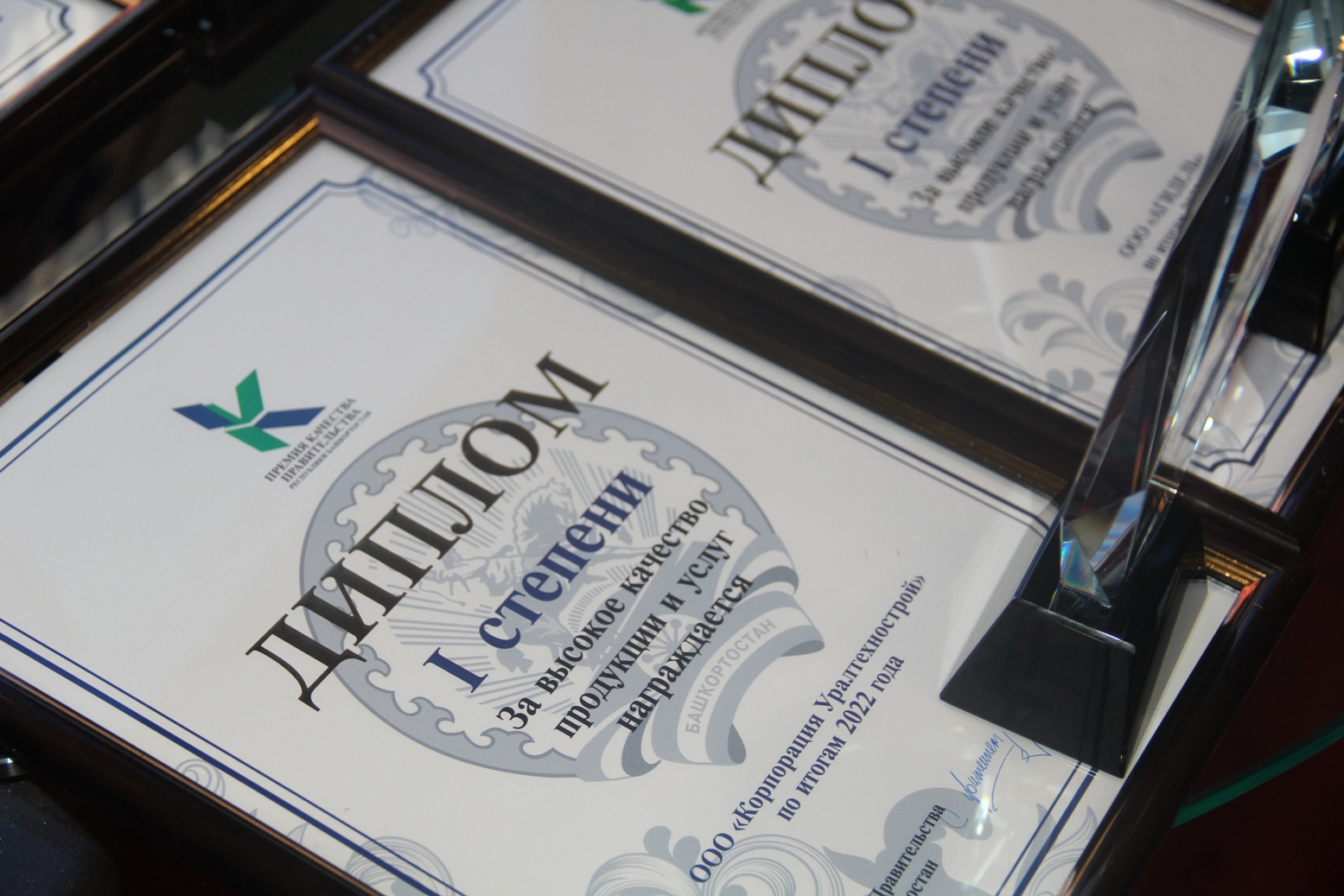 Диплом первой степени за высокое качество продукции и услуг